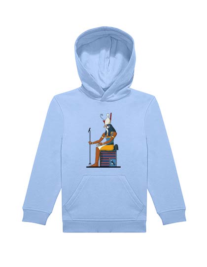 Kinder Hoodie Horus hellblau in 122/128 - EINZELSTÜCK